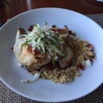 Free Range Chicken with prosciutto, goat cheese, quinoa and jicama salsa from the Southernmost on the Beach Cafe.