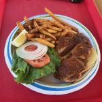 blackened snapper fish sandwich at key largo fisheries restaurant 