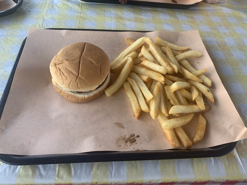 smoked BBQ Key West burger and fries