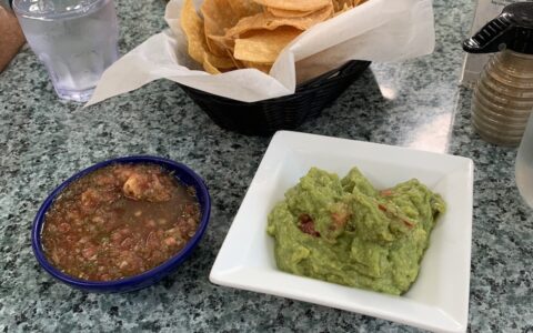 chips and salsa and guacamole as served at Old Town Mexican Cafe in Key West