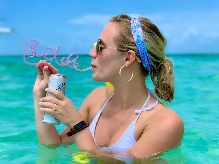 woman cocktail straw